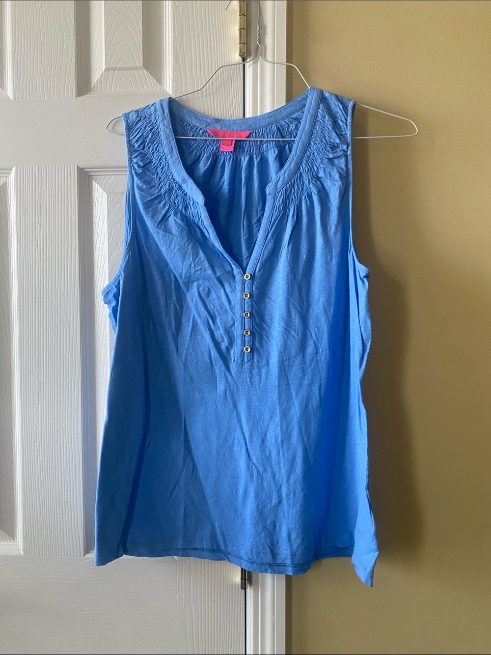 Lilly Pulitzer Bright Blue Sleeveless Henley Tank